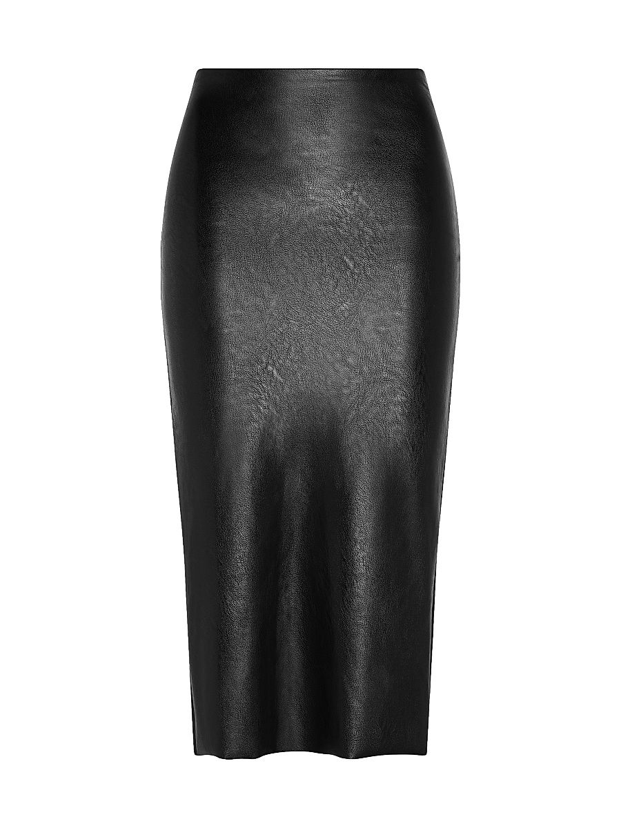Women's Faux-Leather Pencil Skirt - Black - Size XS