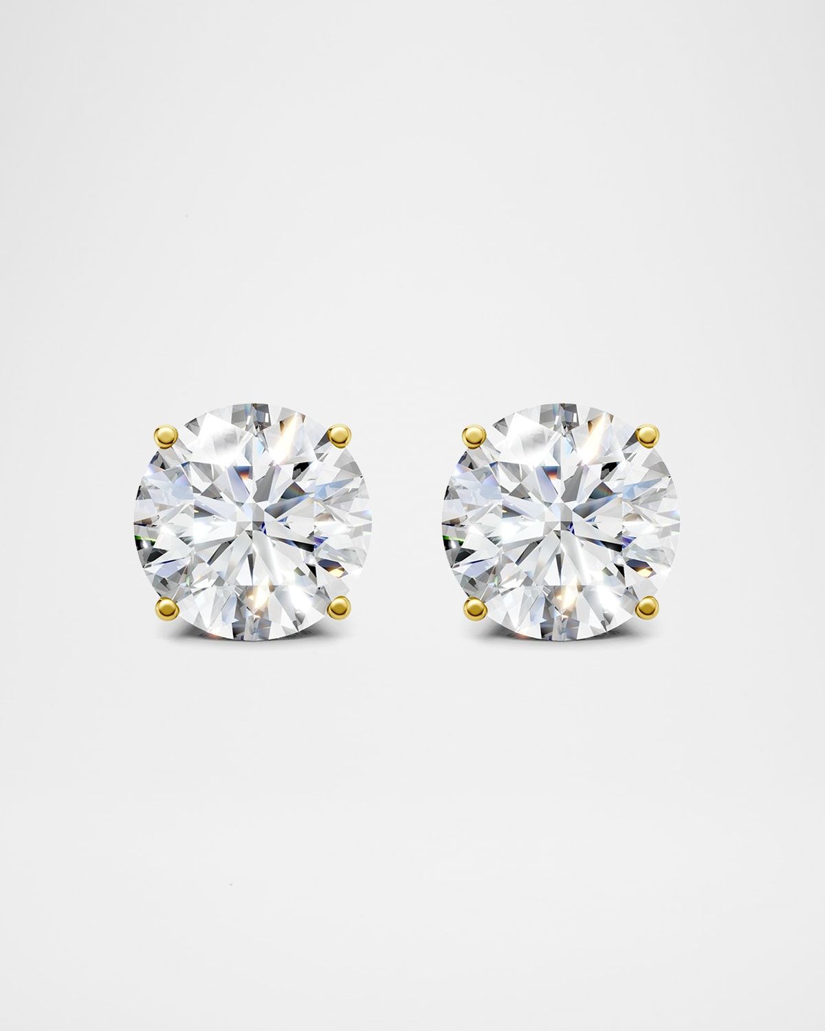 Lab Grown Diamond 18K Yellow Gold Stud Earrings, 2.0tcw