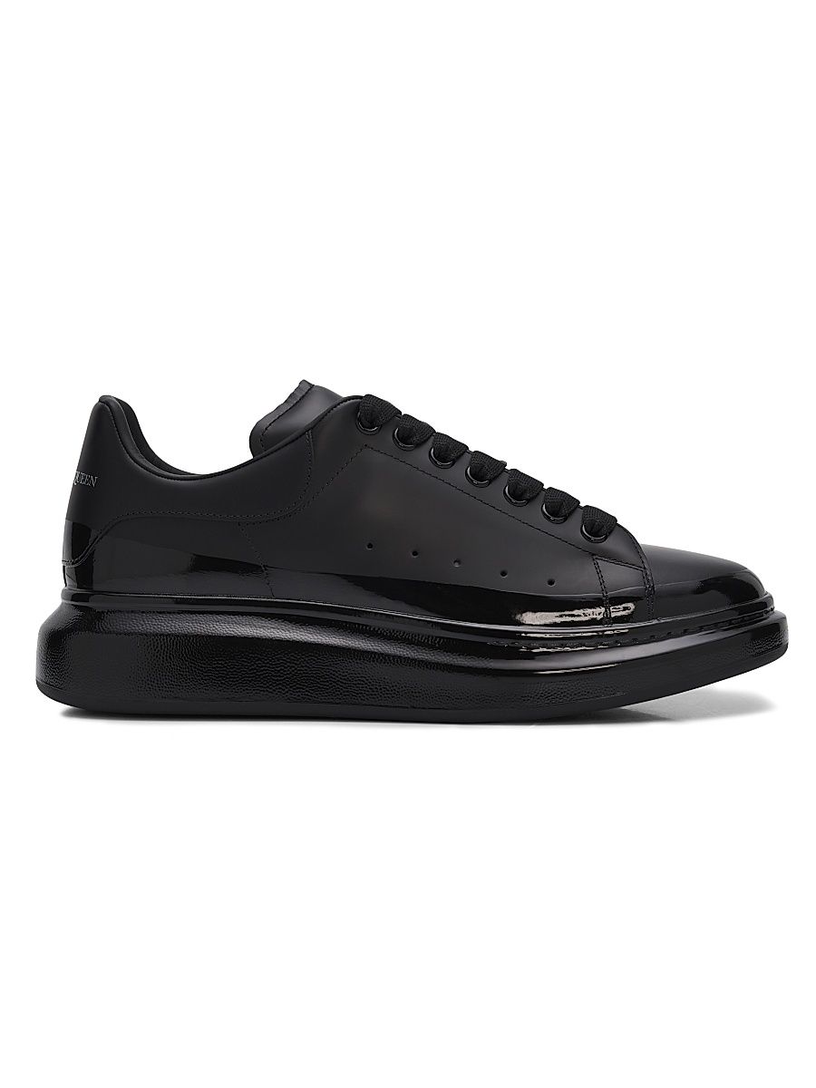 Men's Oversized Leather Low-Top Sneakers - Black - Size 8