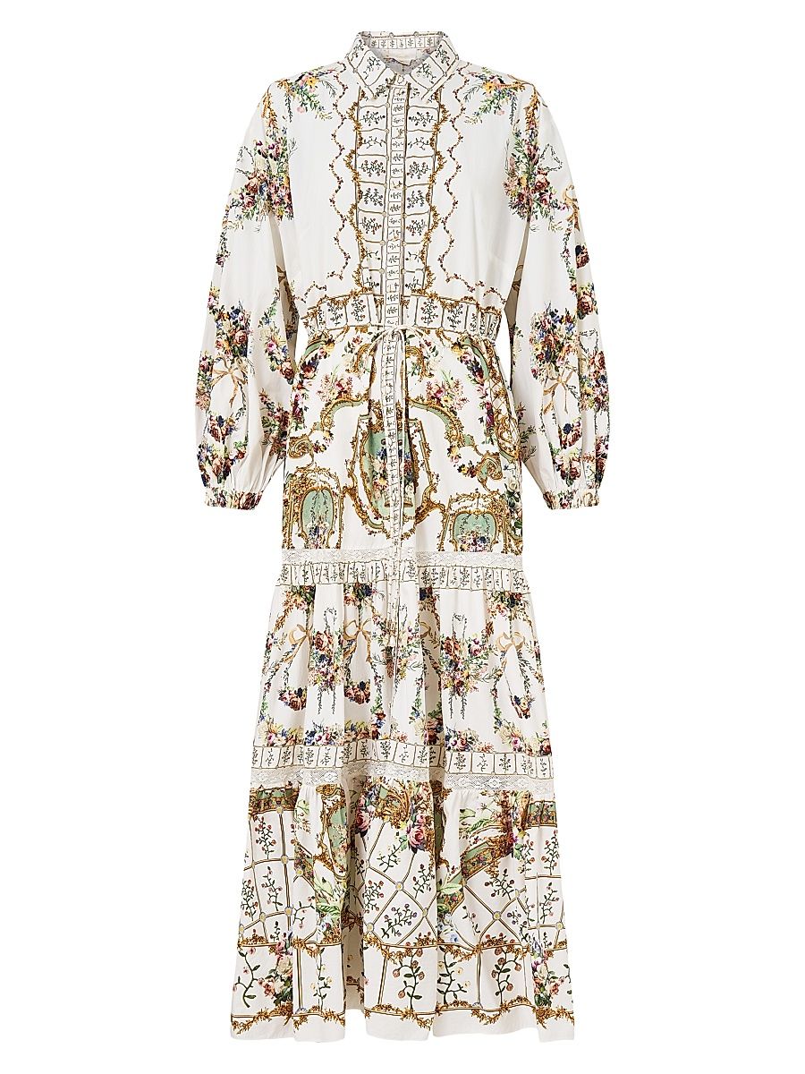 Women's Floral Tiered Long Shirtdress - Dressing Room Drama - Size Medium