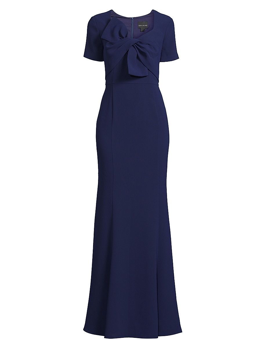 Women's Crepe Bow Bodice Gown - Royal Blue - Size 16