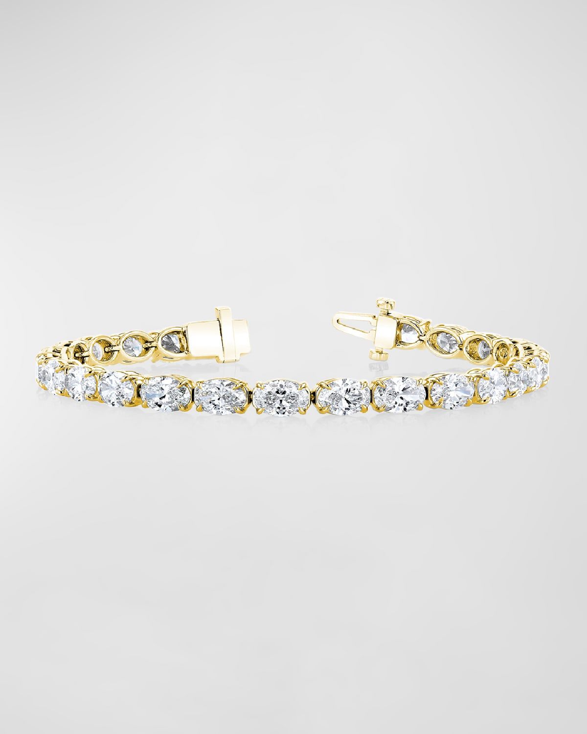 18K Gold East-West Prong-Set Diamond Tennis Bracelet, 7.40tcw, 7"L