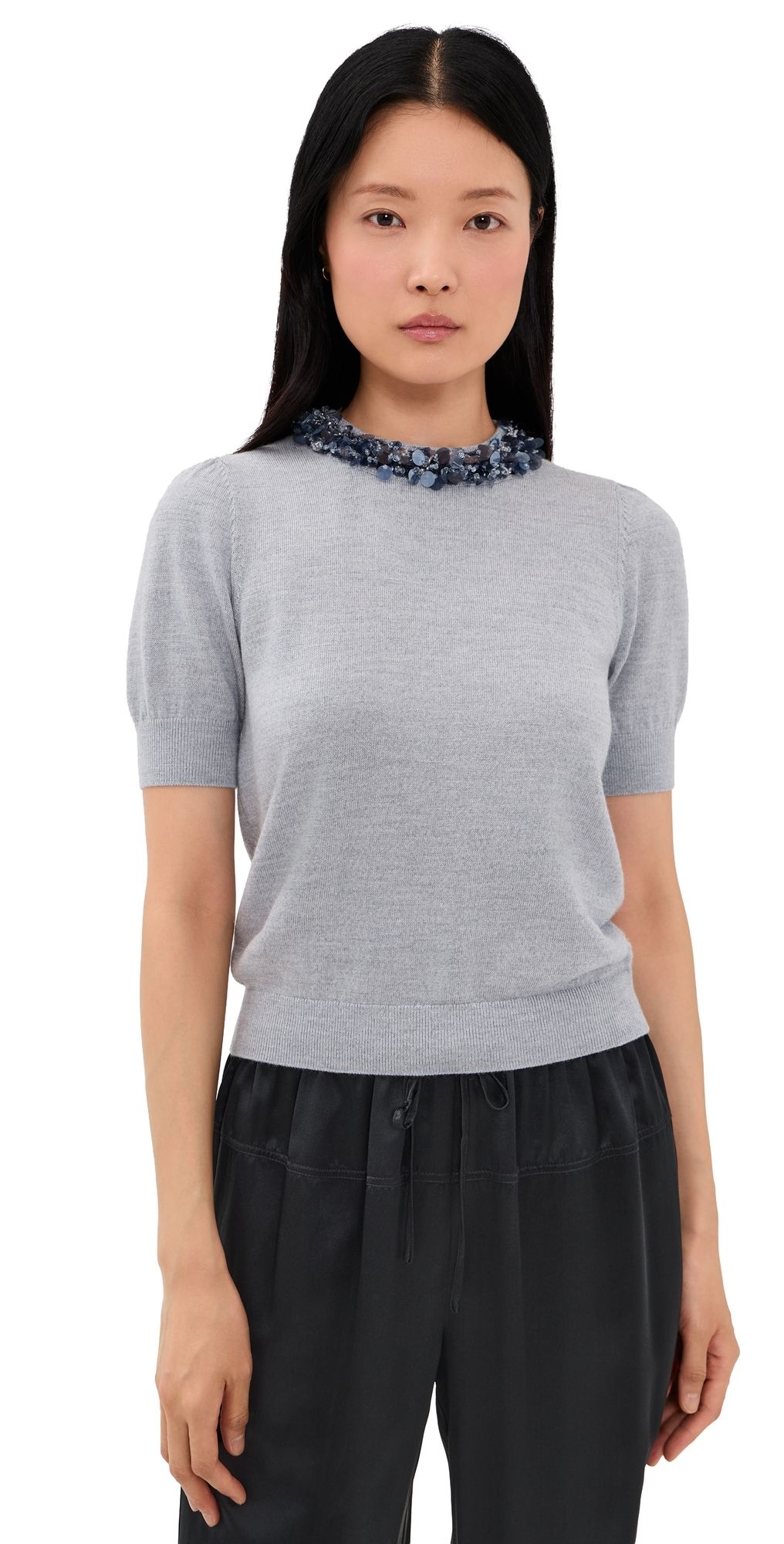 Ulla Johnson Jude Embellished Blouse Ash S