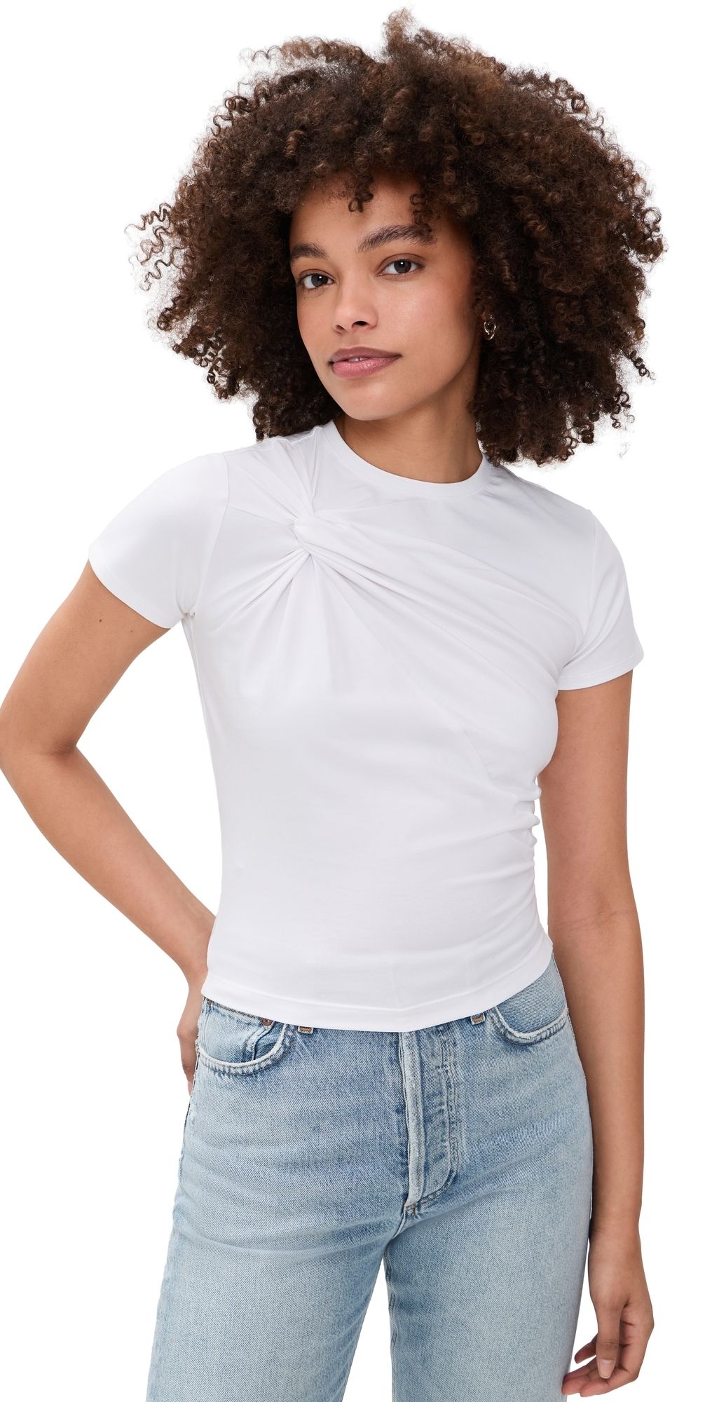 Good American Super Stretch Twist Tee White001 L