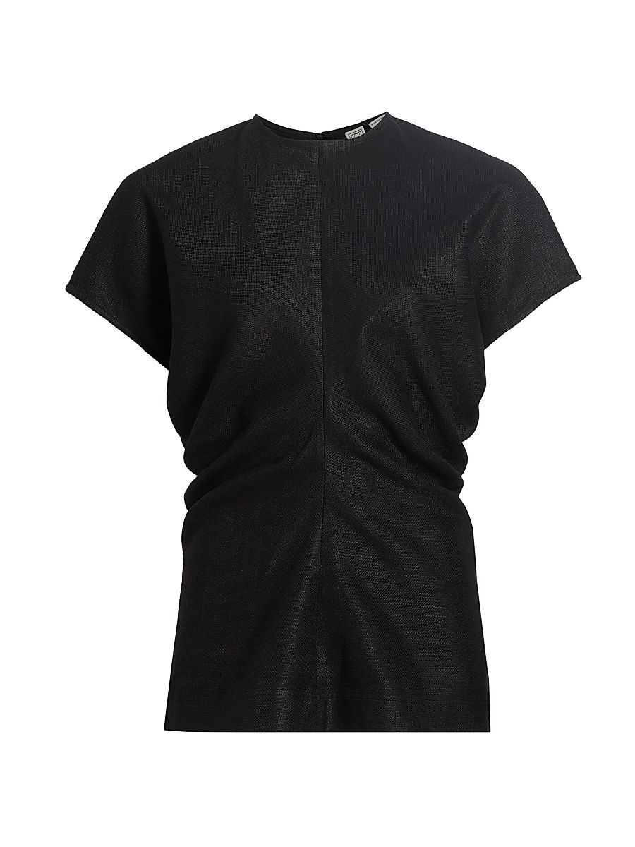 Women's Crinkled Slouch-Waist Top - Black - Size 10