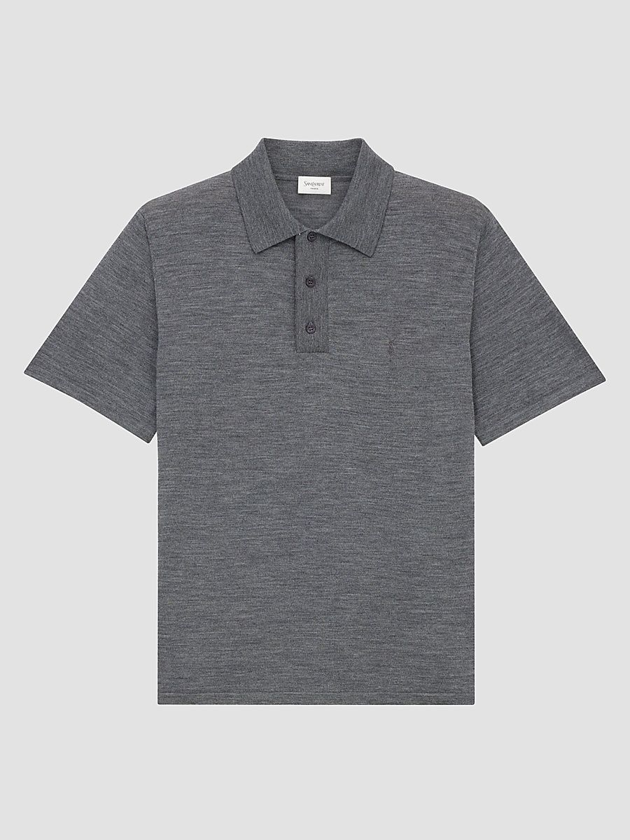 Saint Laurent Men's Cassandre Polo Shirt n Wool - Gris Chine Moyen - Size Large