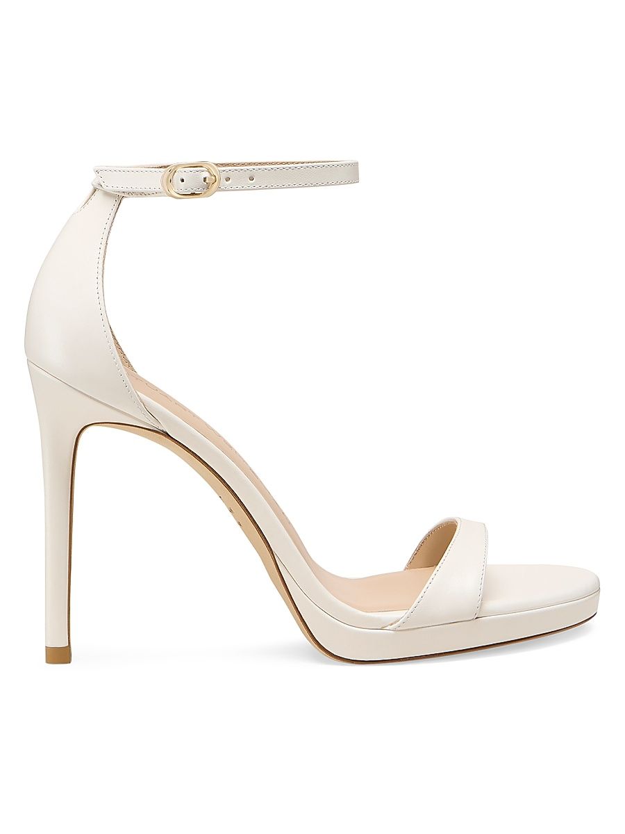 Women's Nudist 100MM Leather Sandals - Cream - Size 9.5
