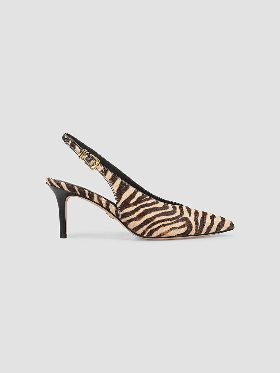 Women's Luciana 70MM Zebra-Print Calf Hair Slingback Pumps - Ziger Brown - Size 12