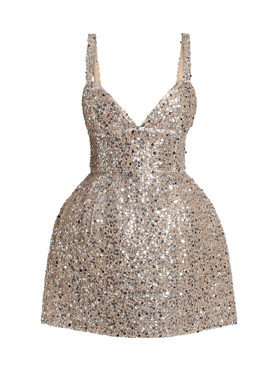 Women's Tessa V-Neck Minidress - Silver - Size XL