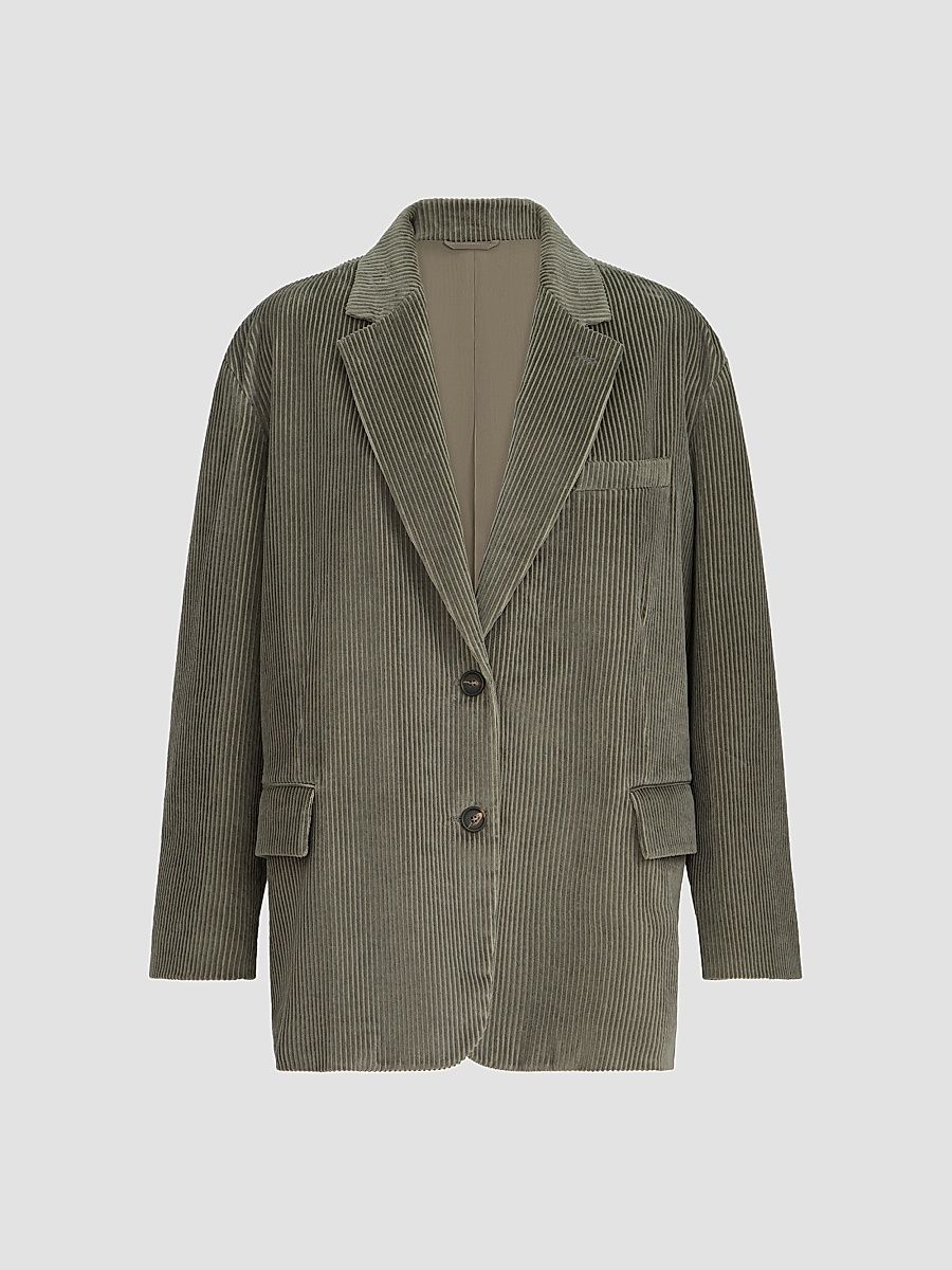 Women's Cotton Corduroy Blazer with Monili - Origano - Size 4