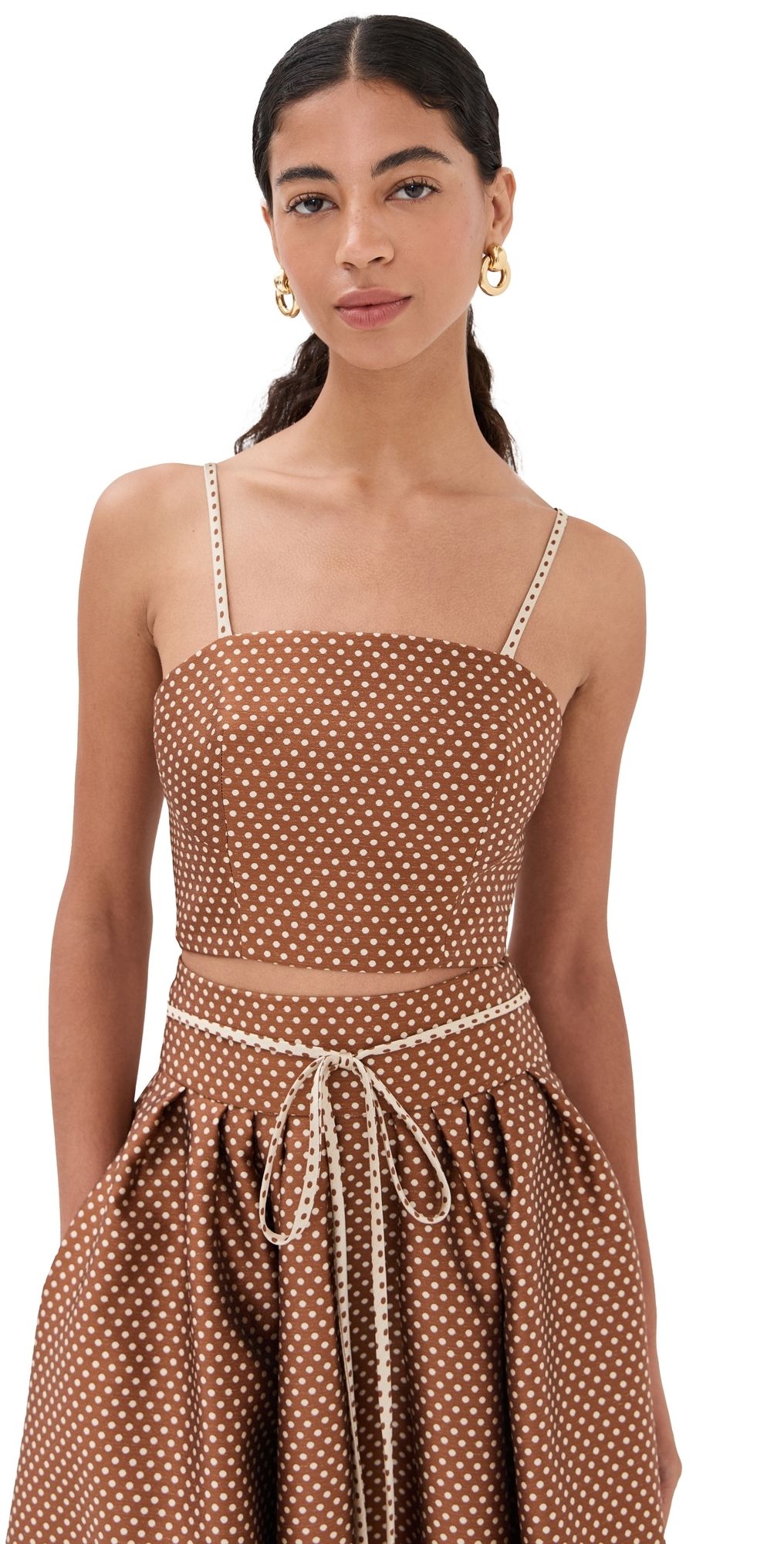 Rosie Assoulin Halfway There Crop Top Brown/Cream 10