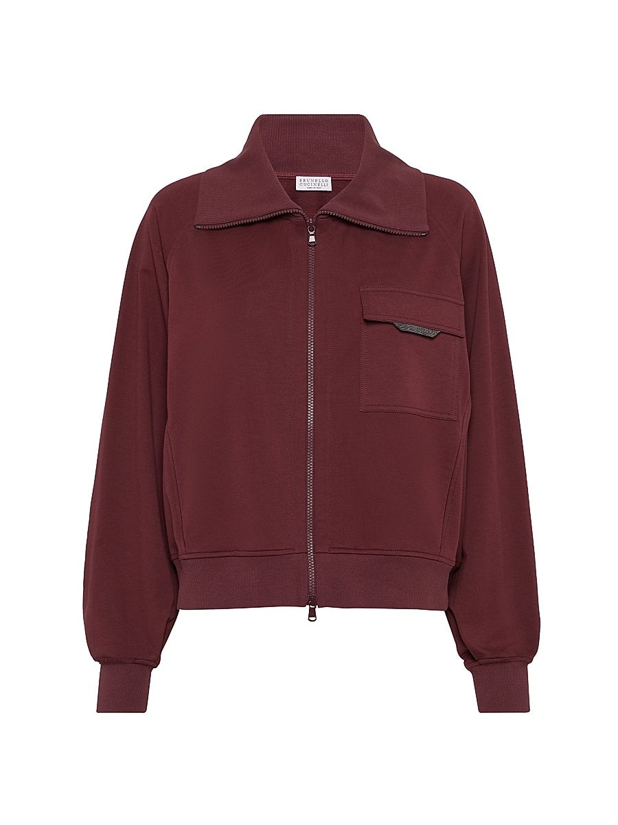 Women's Stretch Cotton Lightweight French Terry Sweatshirt - Amaranth Red - Size XXL