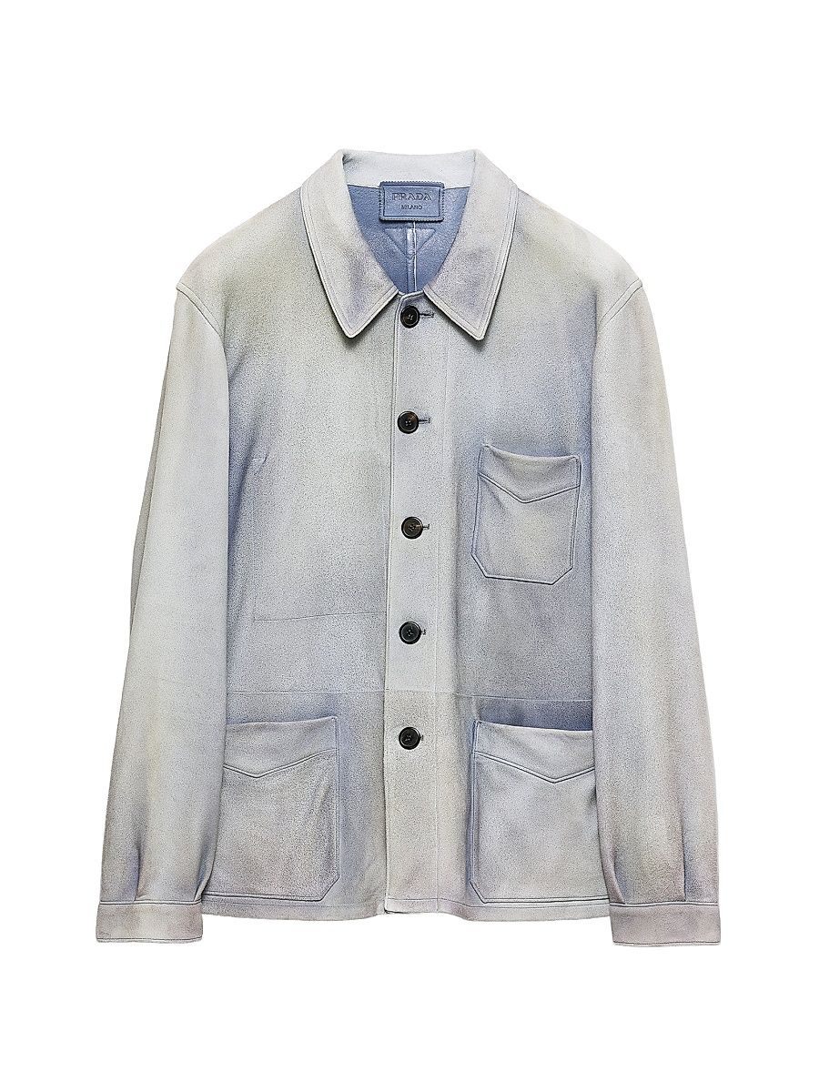 Men's Suede Caban Jacket - Blue - Size 44