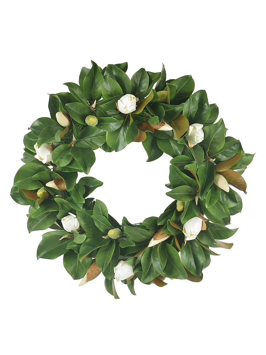 Magnolia Bud Wreath - White