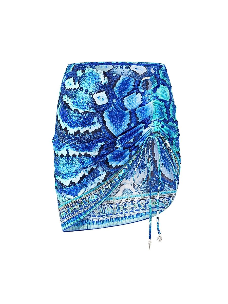 Women's The Sapphire Serpent Ruched Short Sarong - The Sapphire Serpent - Size Large
