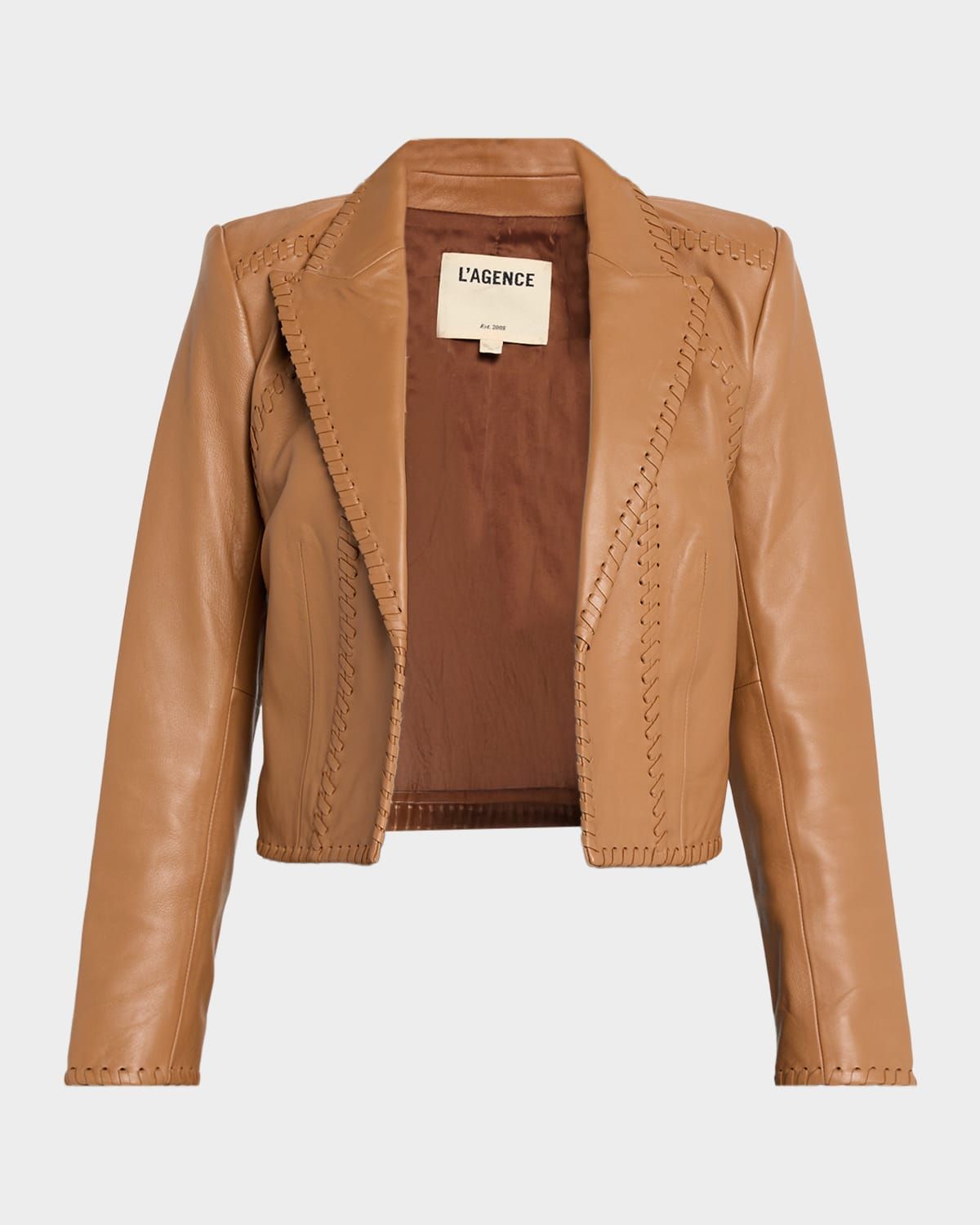 Dulcie Leather Whipstitch Blazer