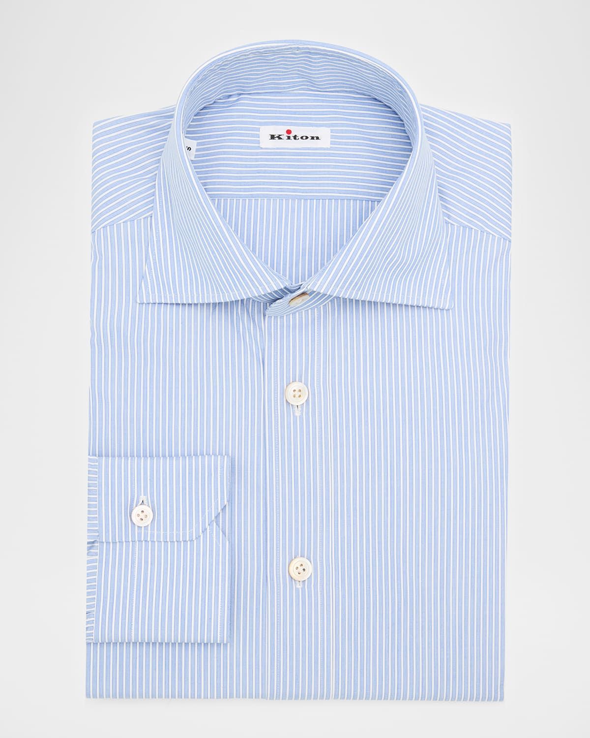 Men & apos;s Cotton Fine Stripe Dress Shirt with Mother-of-Pearl Buttons