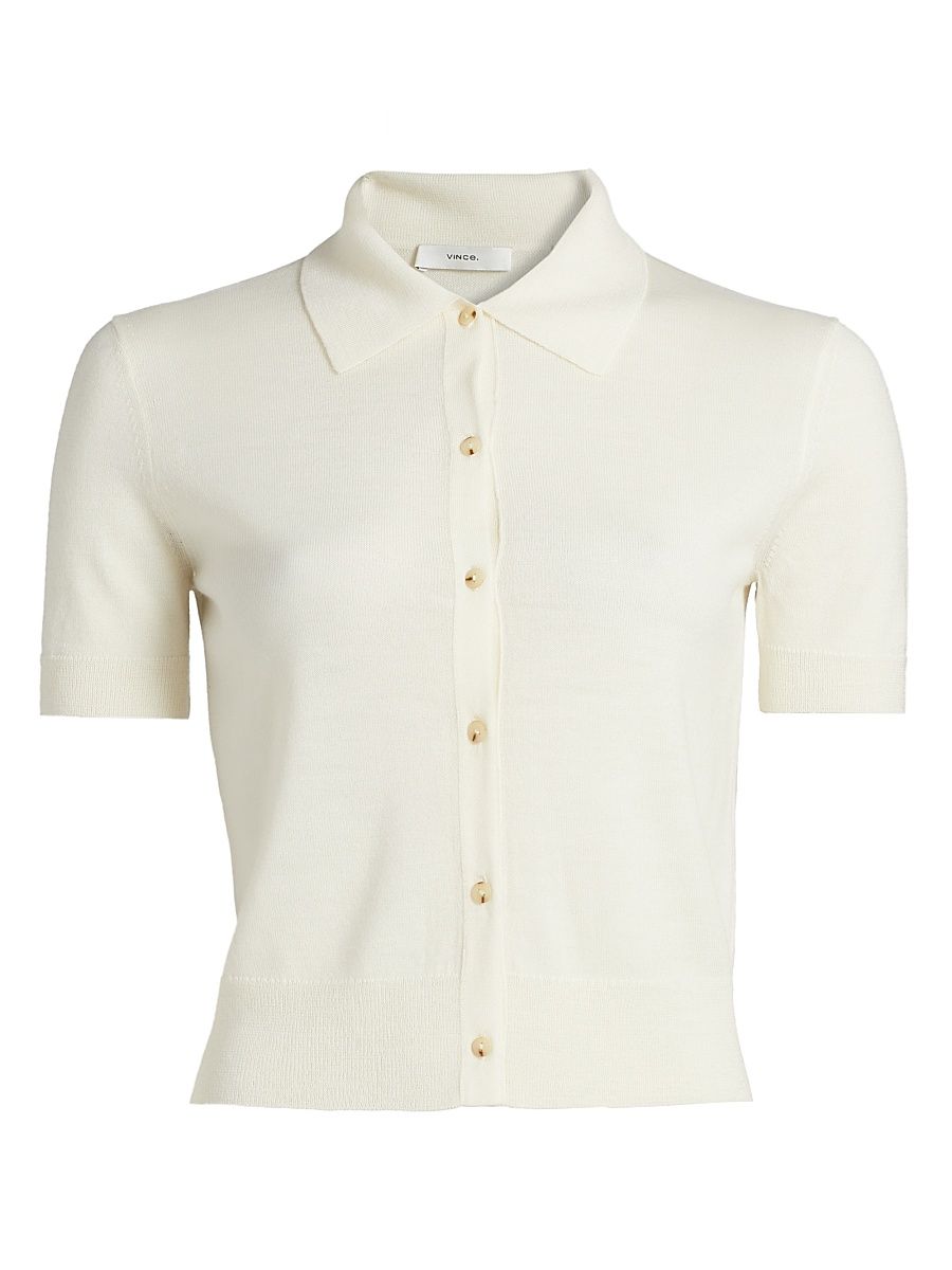 Women's Boxy Button-Front Shirt - Off White - Size XXS