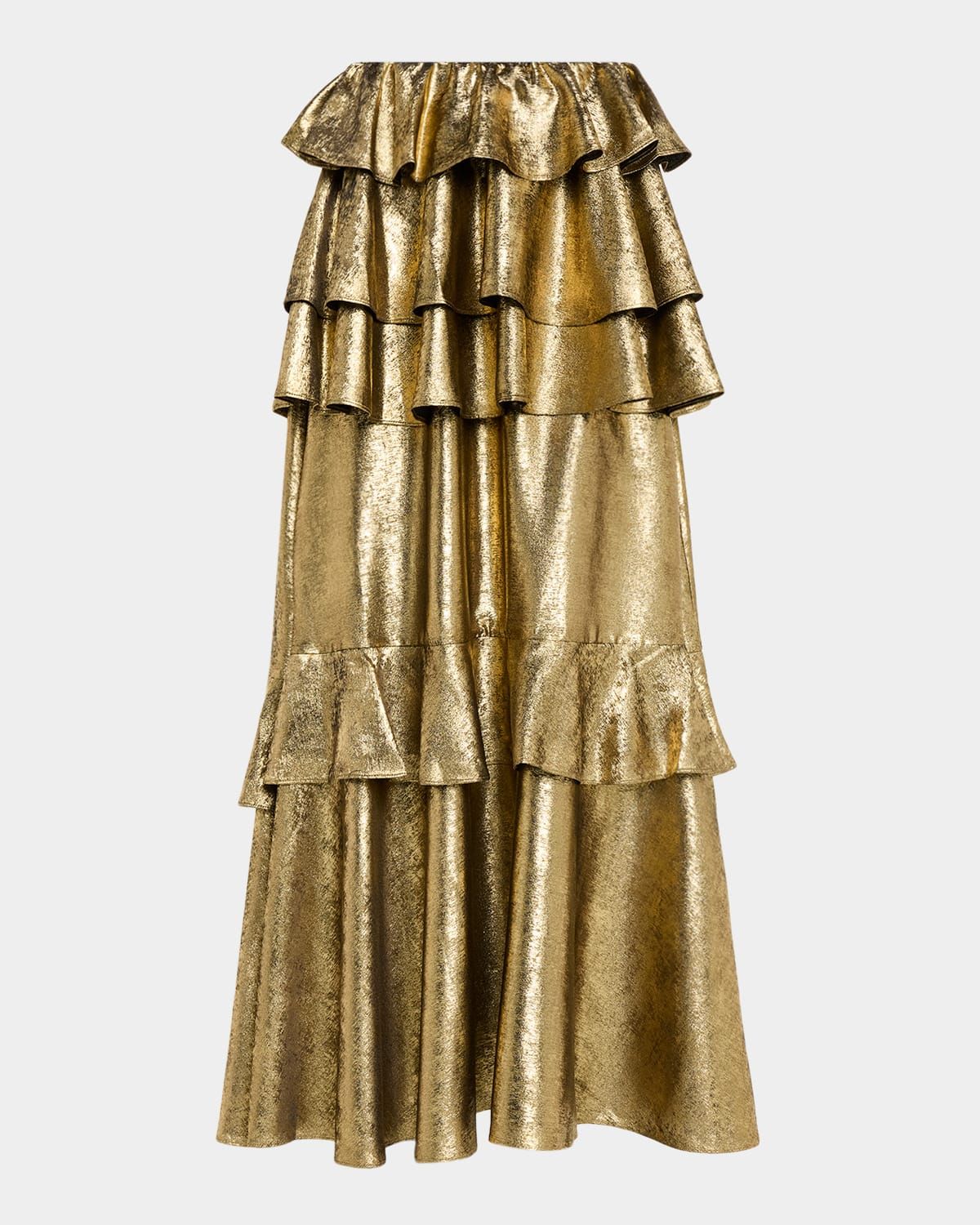 Vilhelmine Metallic Tiered Maxi Skirt