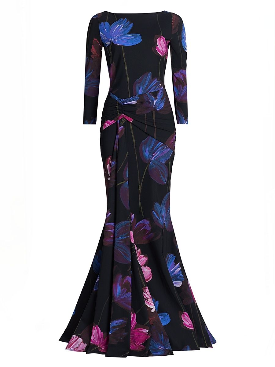 Women's Floral Mermaid Gown - Donna Pink - Size 10