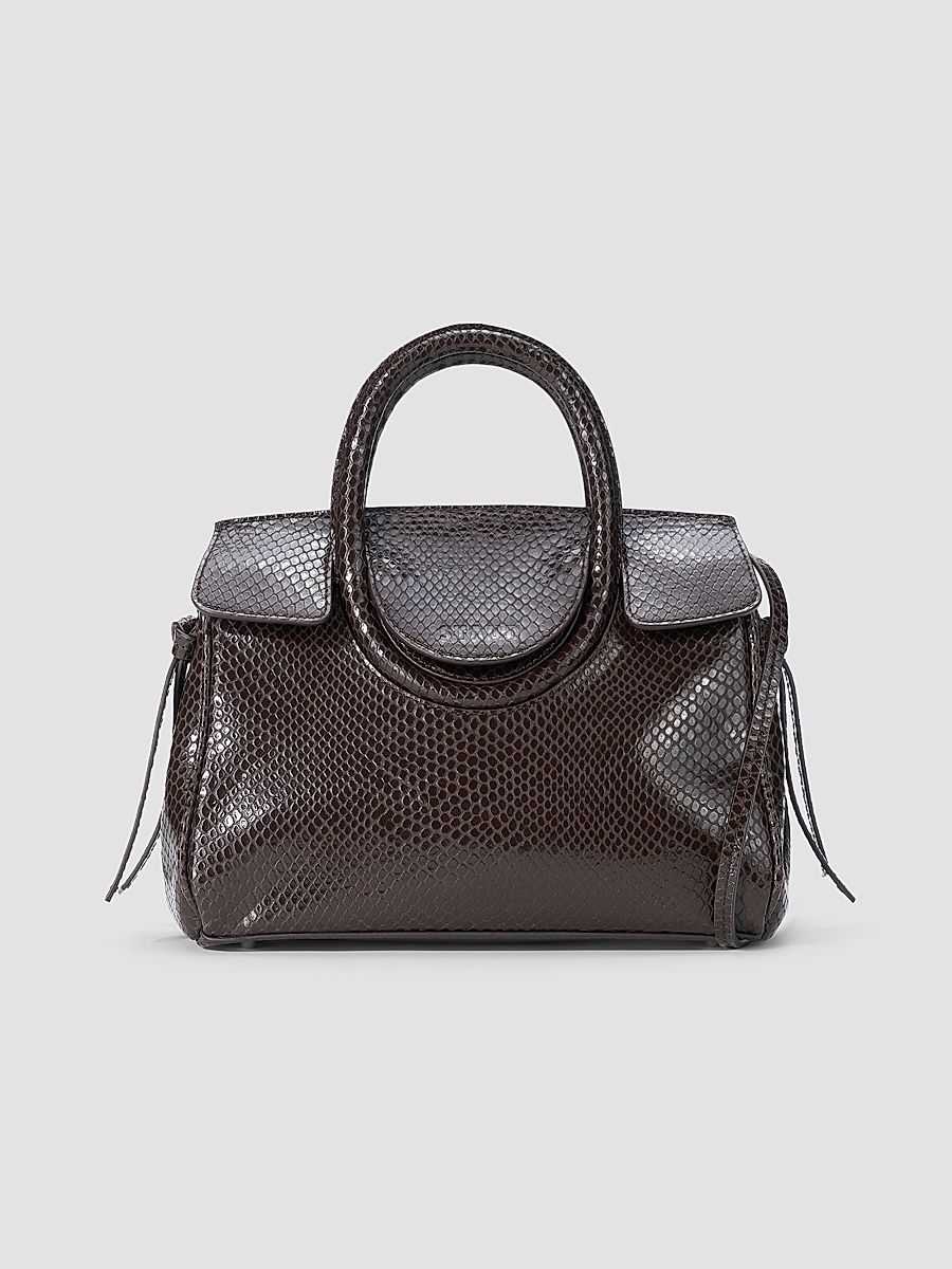 Women's Maude Mini Snakeskin Embossed Carryall Bag - Espresso Snake