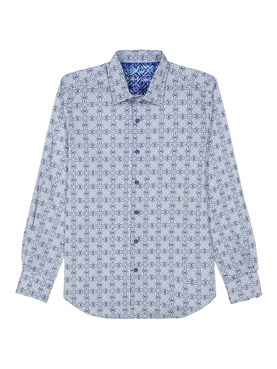 Men's Madagascar Stretch-Cotton Sport Shirt - Blue - Size Large