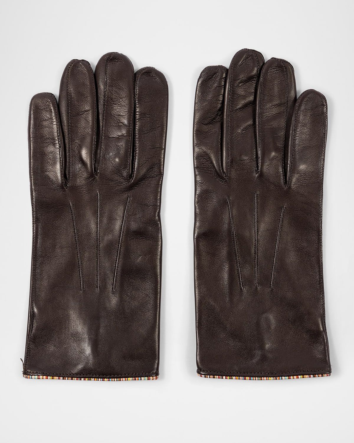 Men & apos;s Striped-Piping Leather Gloves