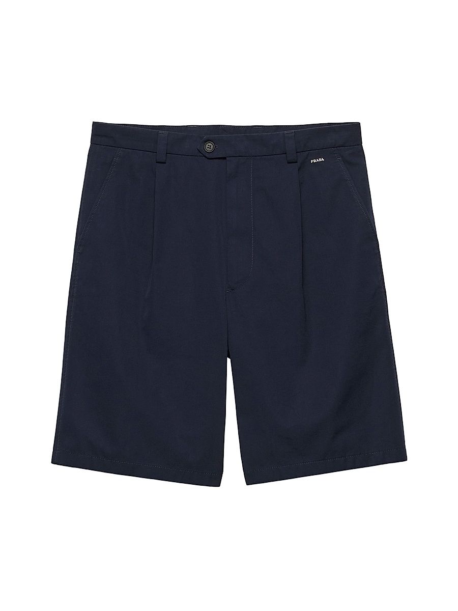 Men's Vintage-Effect Cotton Bermudas - Blue - Size 38