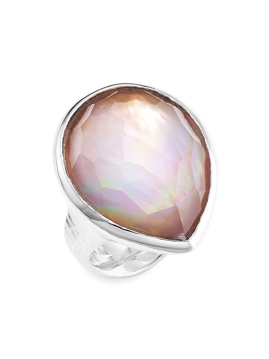 Women's Rock Candy Sterling Silver & Gemstone Teardrop Ring - Brown Shell - Size 6