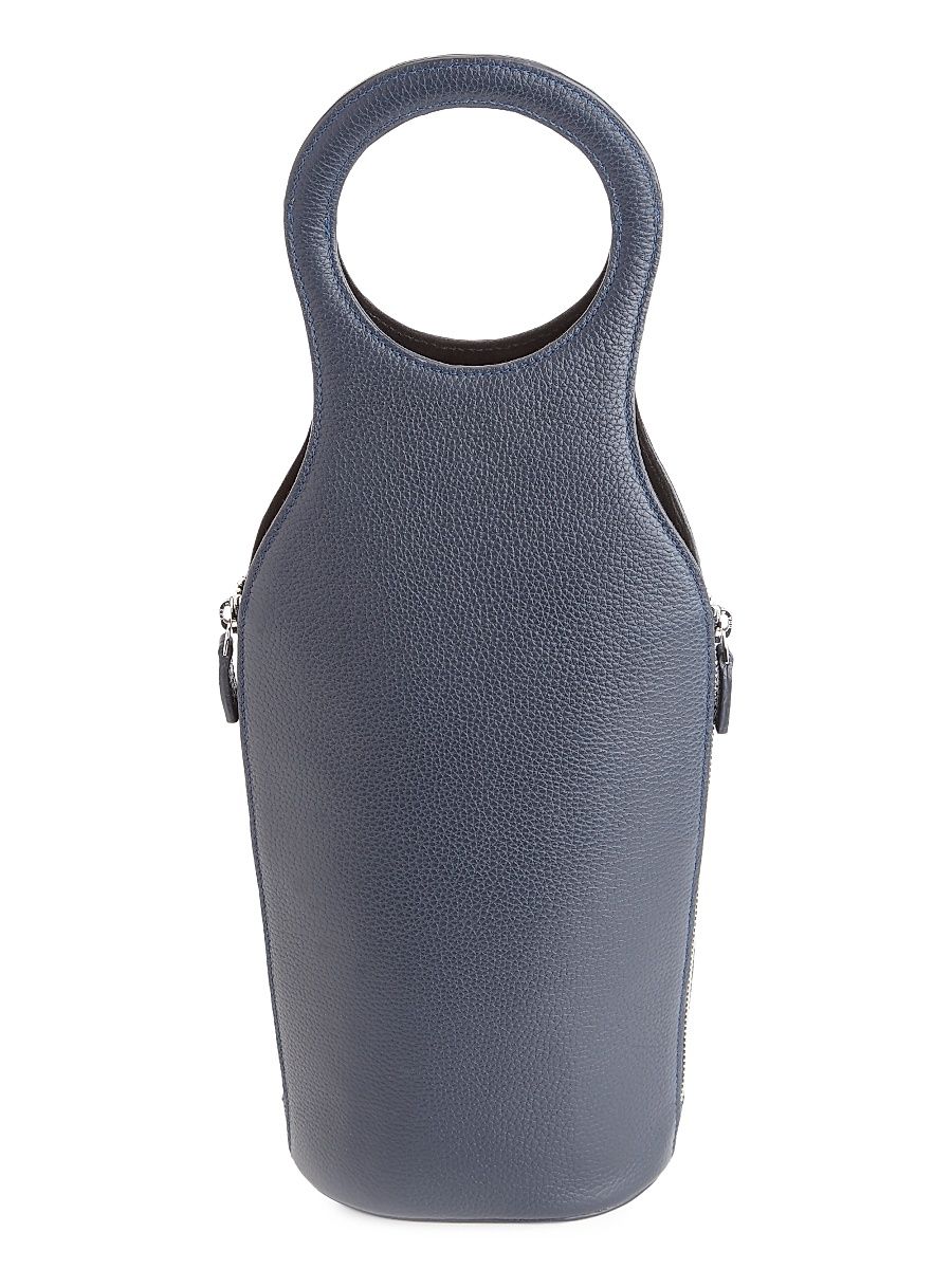 Leather Wine & Champagne Carrying Case - Navy