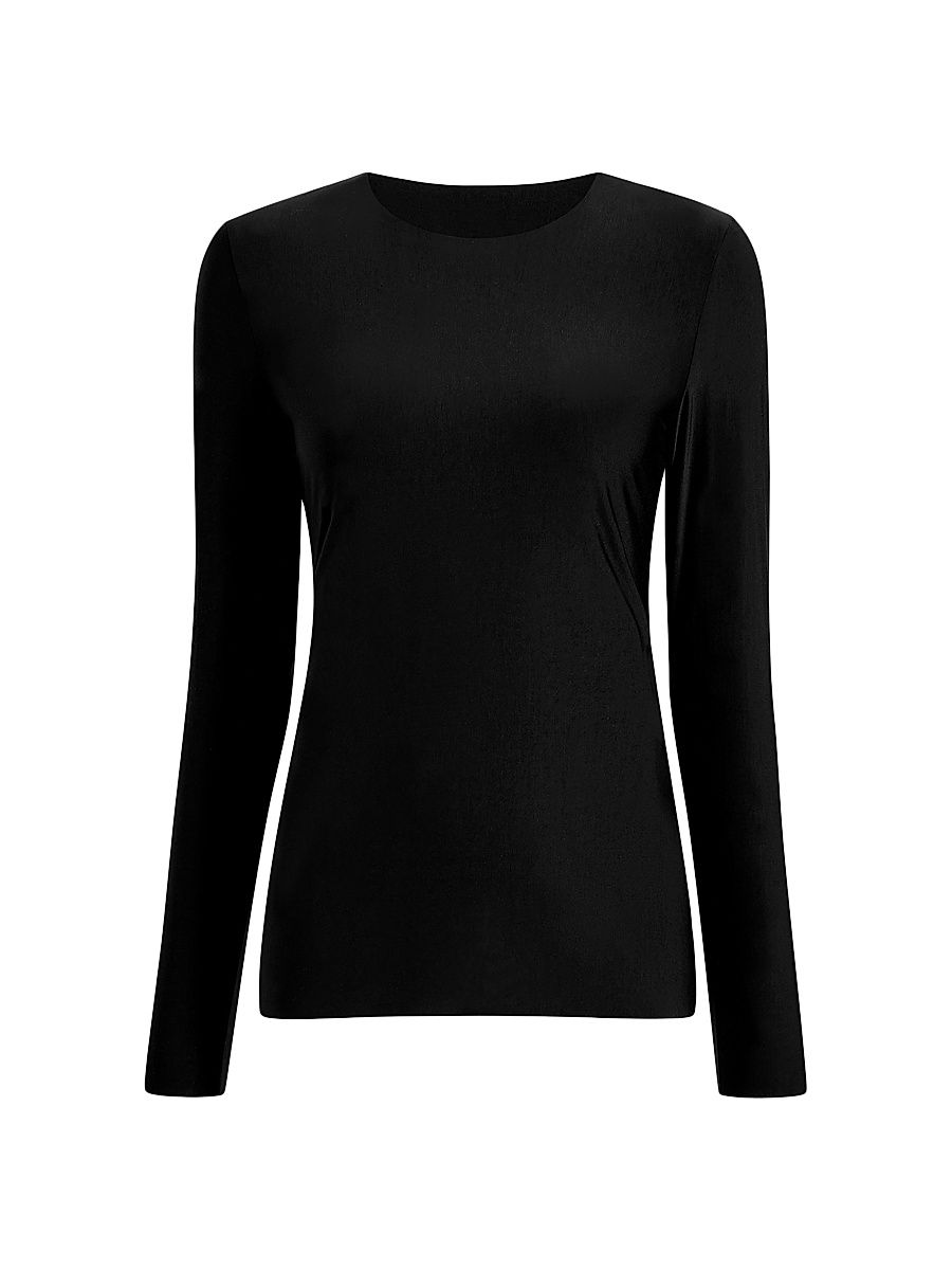Women's Butter Knit Long-Sleeve T-Shirt - Black - Size XL