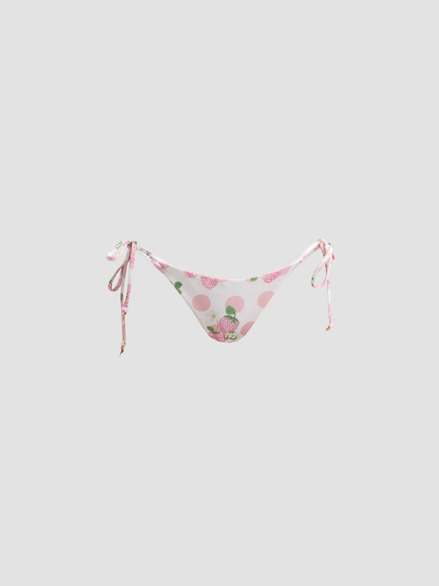 Verandah Women's Bejewelled String Bikini Bottom - Blush Berries - Size Large