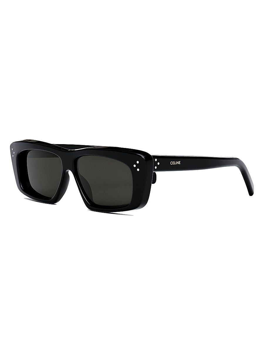 Men's Bold 3 Dots 51MM Cat-Eye Sunglasses - Shiny Black Smoke - Size Medium