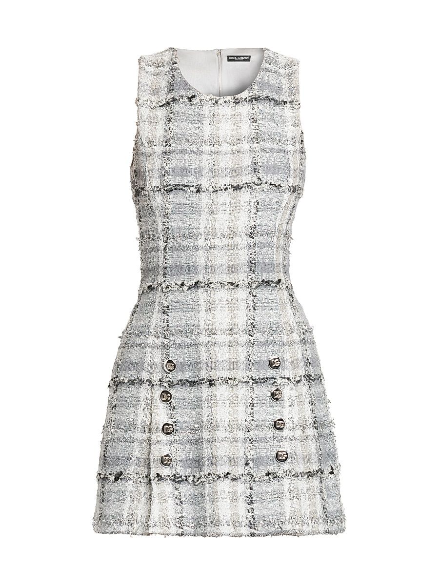 Women's Rachel Check Tweed Minidress - Quadri Check Tartan - Size 10