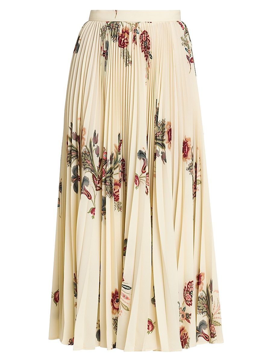 Women's Daydream Floral Pleated Midi-Skirt - White - Size 6