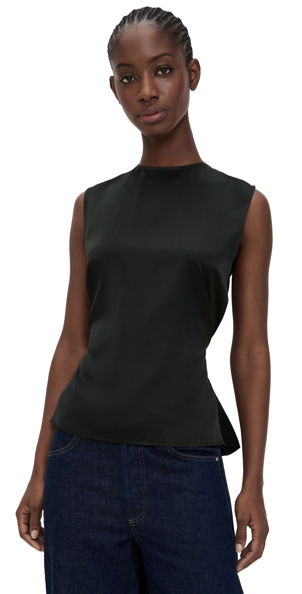 Helmut Lang Scarf Drape Silk Top Black S/M