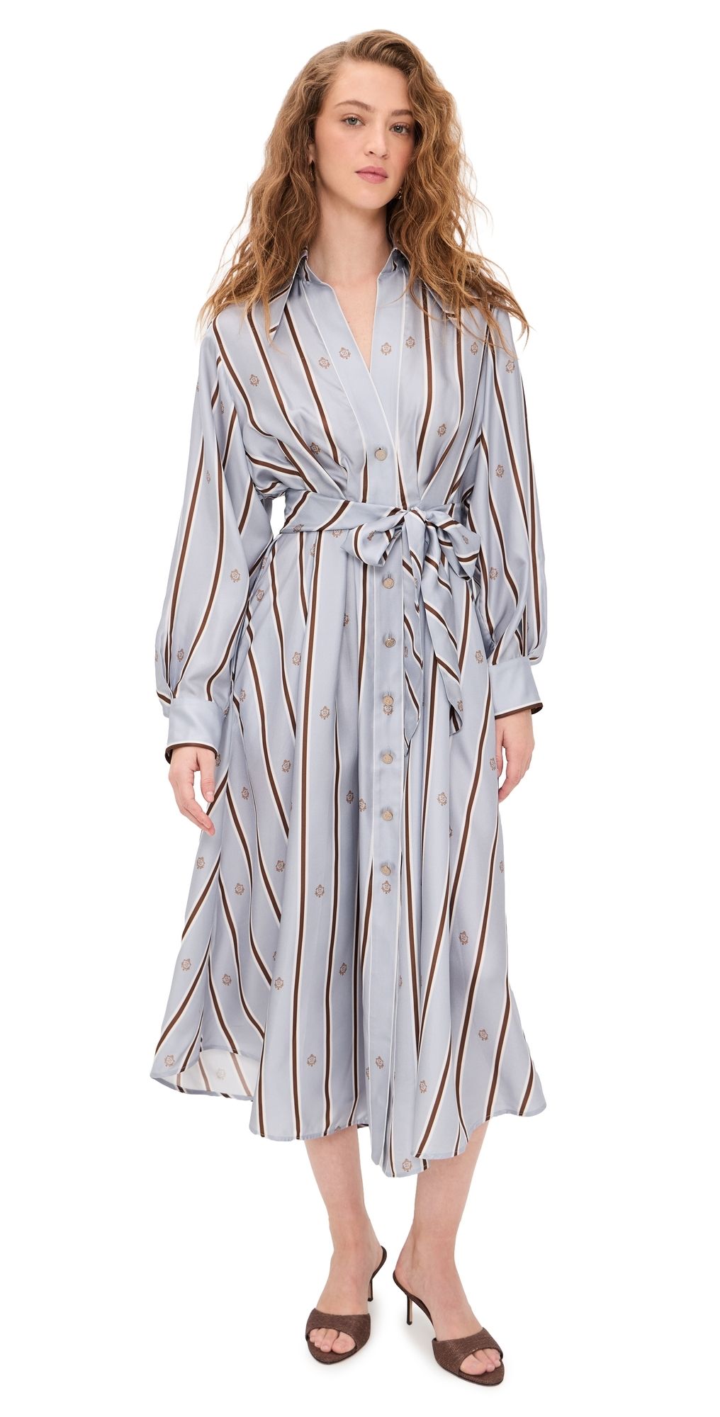 Zimmermann Emblem Tuck Silk Midi Dress Blue Emblem 1