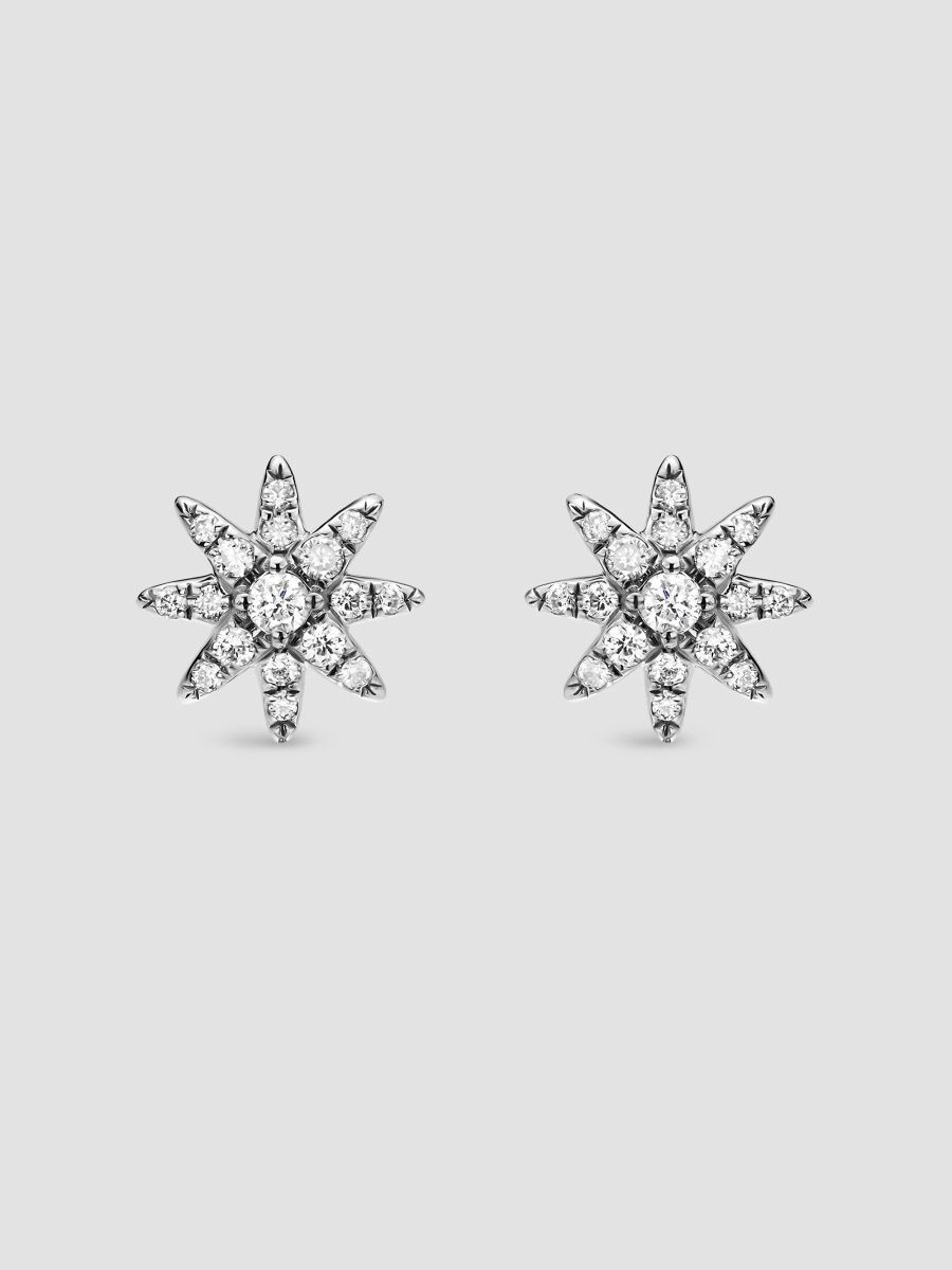 David Yurman Women's Petite Starburst Full Pavé Stud Earrings in Sterling Silver with Diamonds, 7.5MM - Silver