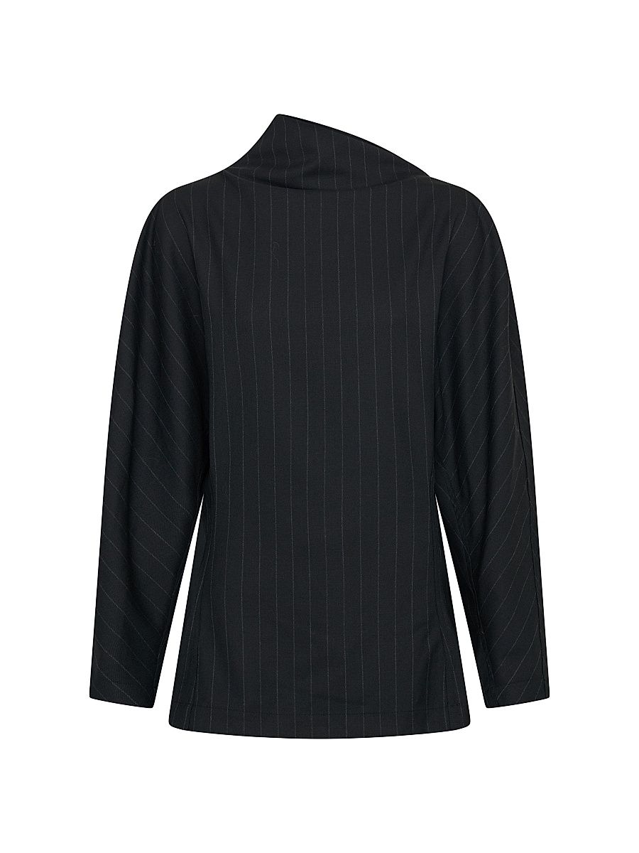 Women's Bettina Draped Pinstriped Top - Black - Size 12