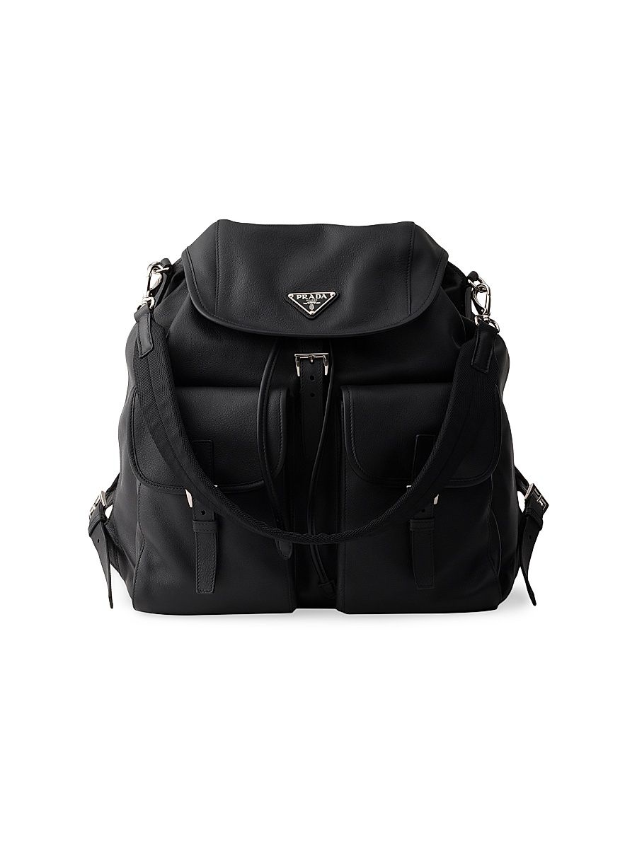 Men's Leather Backpack - Black
