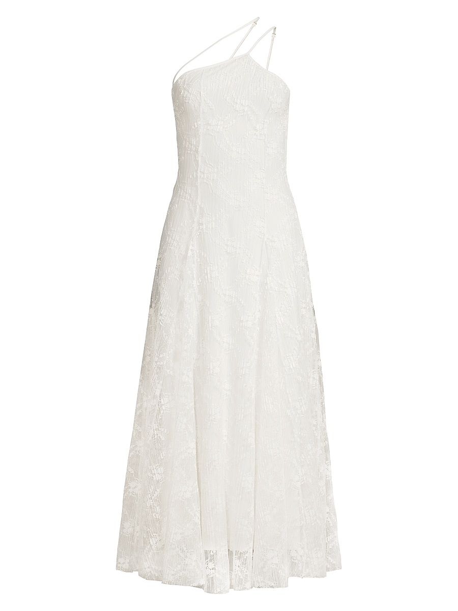 Women's Athena One-Shoulder Midi-Dress - Chantilly White - Size XL