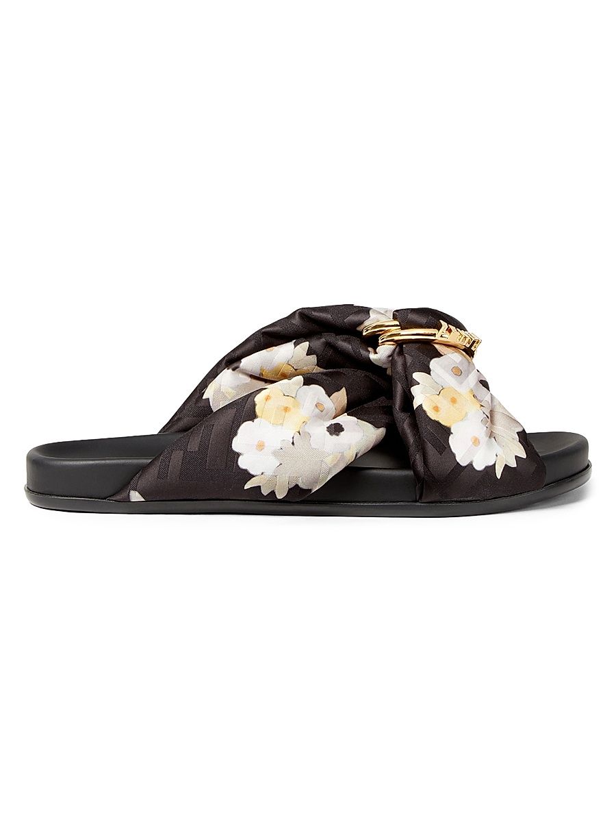 Women's Logo Floral Slides - Nero Multicolor - Size 9.5 Sandals