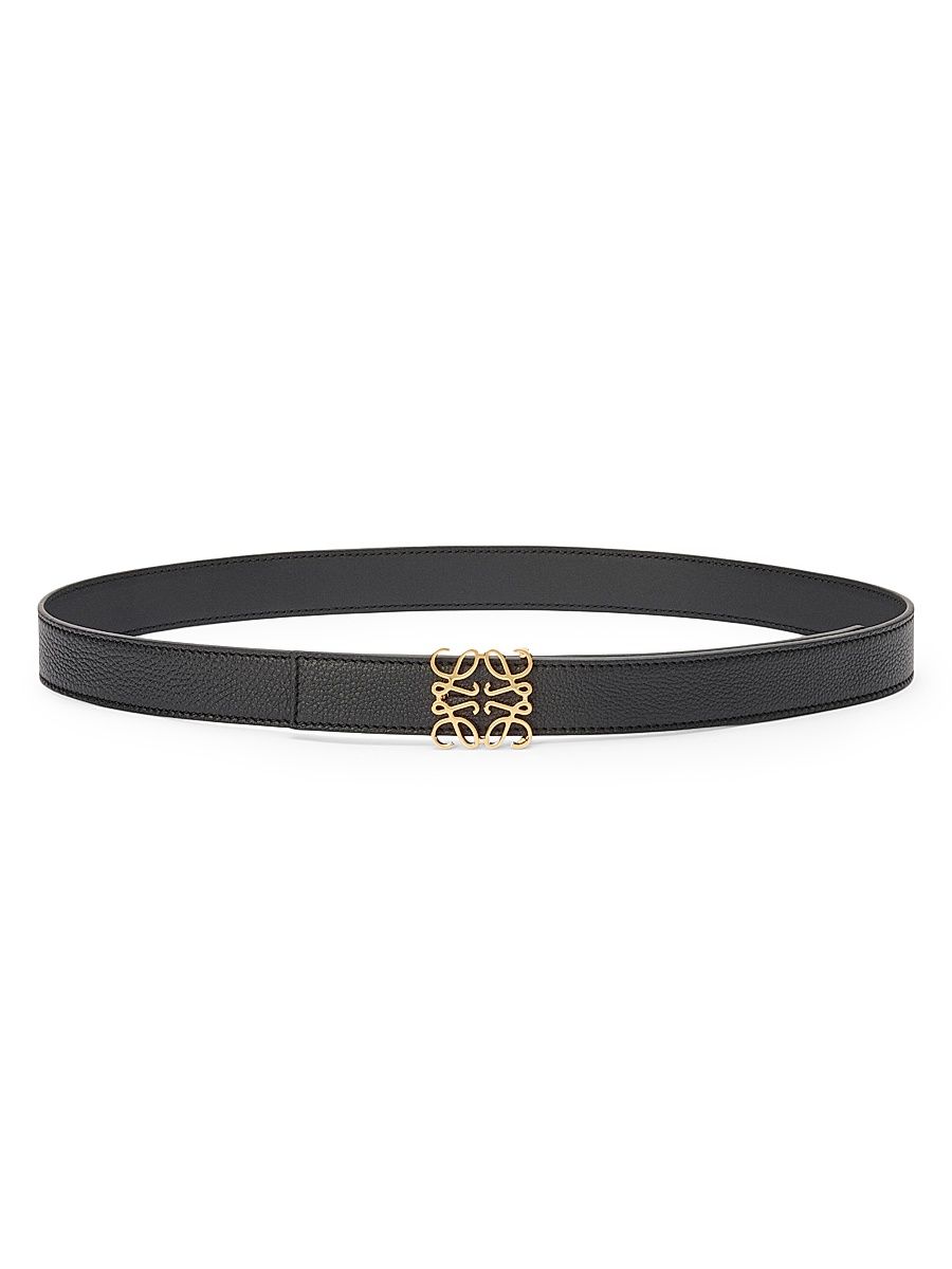 Women's Anagram Reversible Leather Belt - Black Gold - Size XS