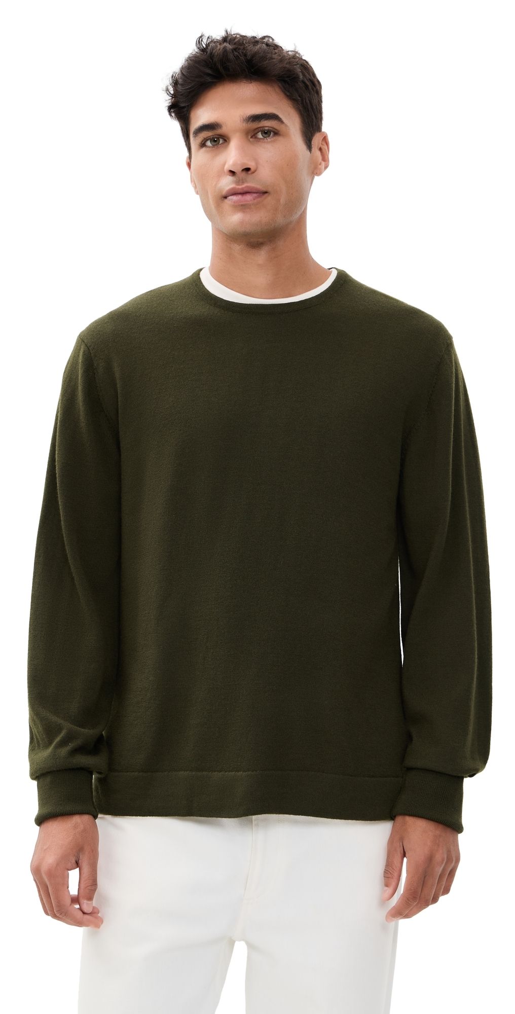 Officine Generale Nina Crew Neck Merino Wool Sweater Olive XL