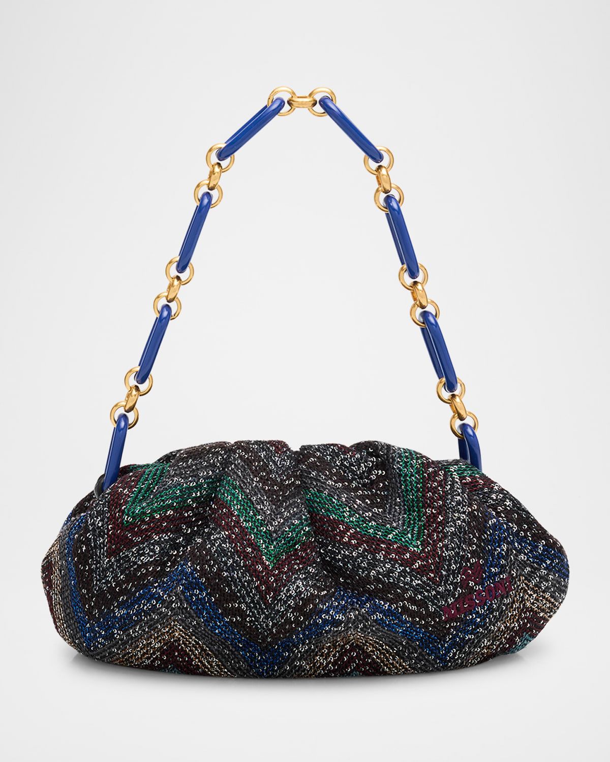 Small Sequin Chevron Pouch Shoulder Bag