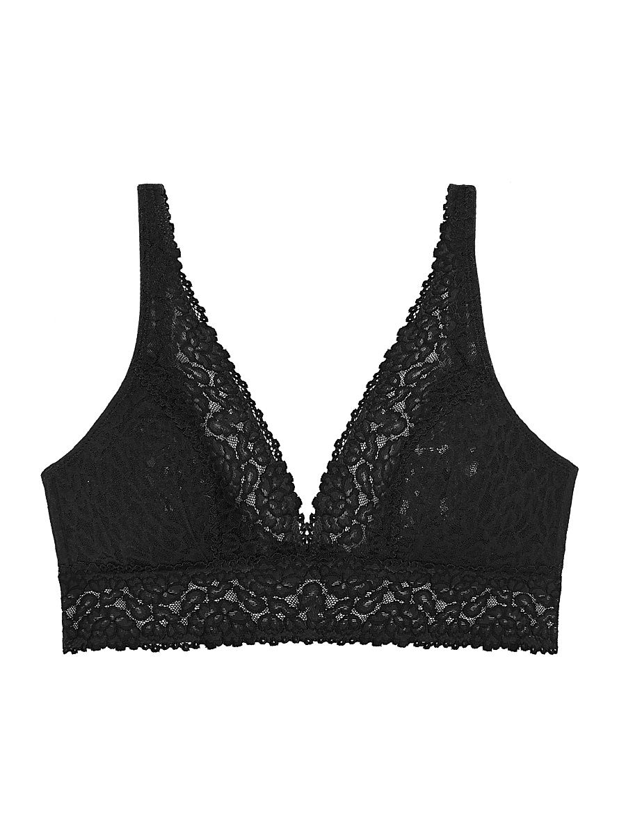 Women's Stretch Lace Plunge Bra - Black - Size 2X
