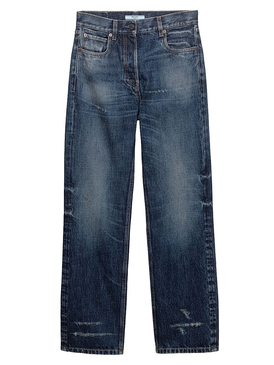 Women's Straight-Leg Washed Denim Jeans - Blue - Size 29