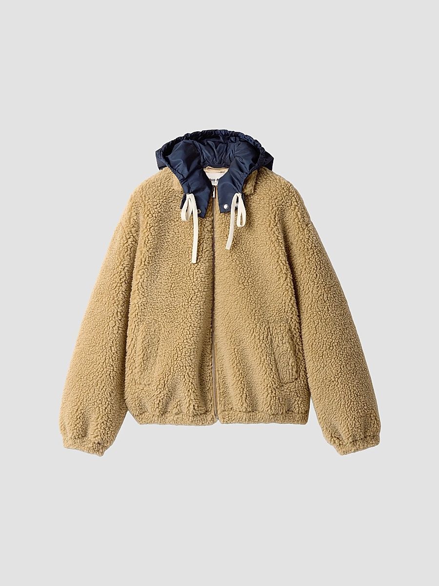 Miu Miu Women's Fleece Blouson Jacket - Beige - Size 4