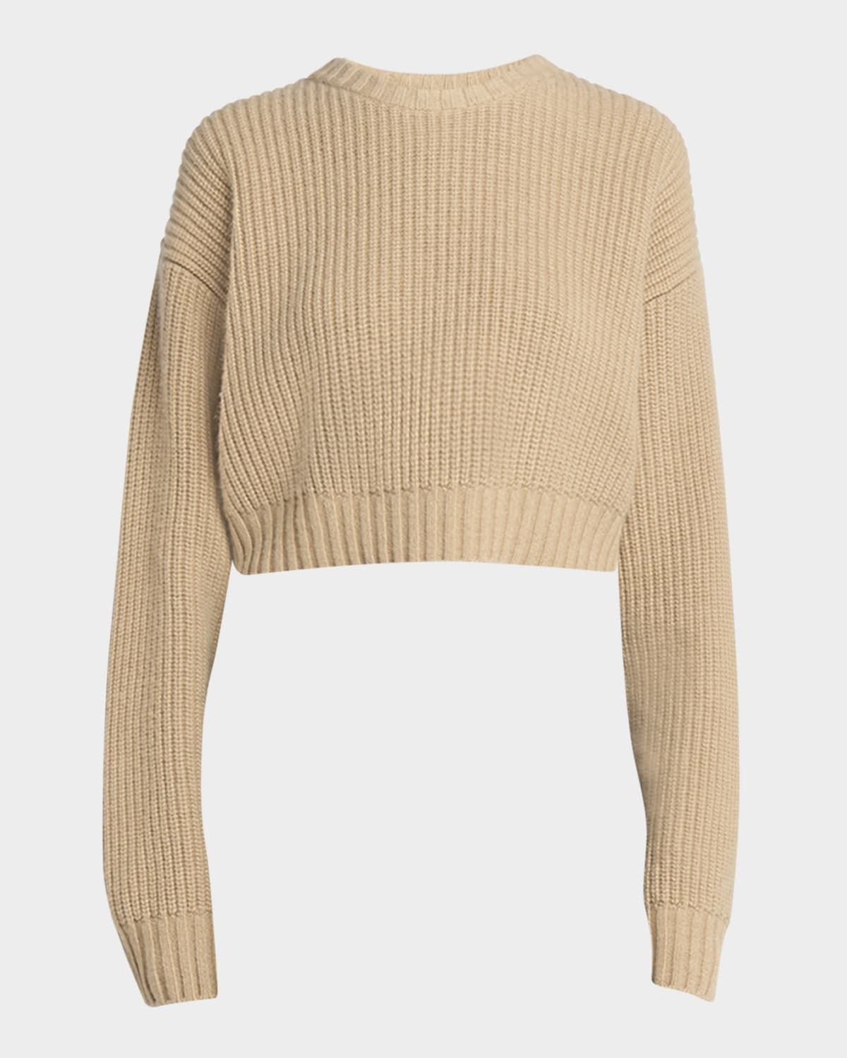 Ribbed Wool Cashmere Cropped Sweater