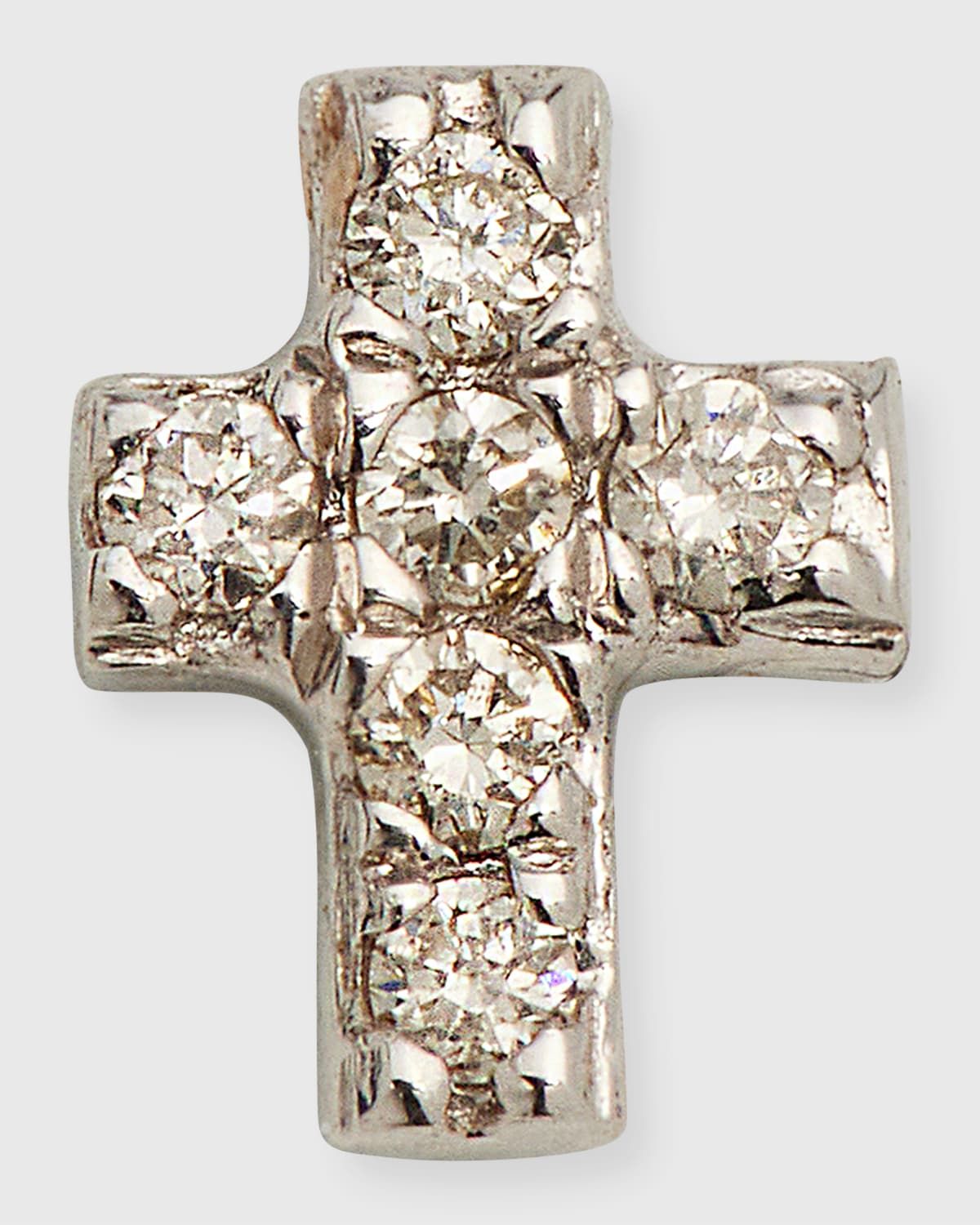 14K Yellow Gold Diamond Cross Earring, Single